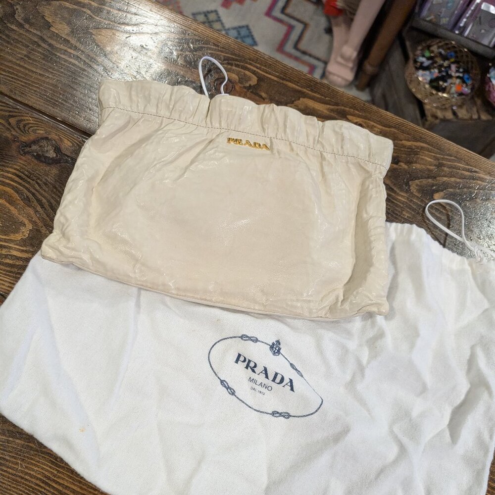 Prada Gaufre Zip Leather Clutch with Dustbag